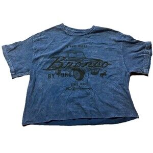 Ford Bronco Crop Top T-Shirt Men’s M Blue A Rare Breed Graphic Tee NWOT